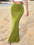 Dresses 2025 Woman Slim Fit Hip-hugging Fishtail Skirt Solid Color Simple Style All-match Temperament Elegant Beachwear Trendy