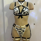 Toucheart Sexy Lingerie Suit Spotted Sexy Neck Halter Pure Sensual Uniform Lingerie Split Set Women's Sexy Halter Underwear Suit