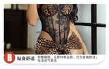 Leopard print sexy nightgown with underwire push-up jumpsuit and apron set | Free Pajamas w/ Purchase