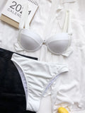 Sexy Ribbed Bra Cup High Waist Bikini Women Swimsuit Female Swimwear Two Pieces Bikini set Push Up Bather Bathing Suit Swim Lady