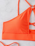 2026 Sexy Orange Bikini Hollow Out Push Up Two-Piece Swimsuit Women Halter Bandage Backless Thong Swimwear Summer Beachwear New