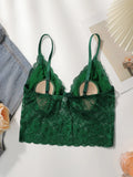 European and American green lace lingerie camisole vest women's gathering bra sexy breathable thin women's braissere MR2641