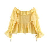 Women's Fashion Casual Ruffle Off-Shoulder Top IMH1