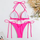 DEKA Triangle Bikini Set Womens Solid Sexy Lingerie Swimwear Tie Side Thongs Beachwear Fashion Swimsuit Bathing Suit
