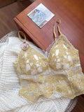 Sexy French Lace Halter Bra for Summer Wireless Crinkle Free Bralette for Small Bust Beautiful Back Lingerie Set S-XL MOYISU BC