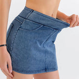 Sexy Hip Mini Denim Skirt High Elastic Slimming Jean Skirt Summer Jeans Harajuku Streetwear Sexy Hot Girl Casual A-Line Skirts