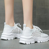 Spring Autumn Breathable Mesh Sneakers Woman Non-Slip Lightweight Solid Sports Shoes Women Casual Plus Size Lace Up Shoes Female