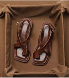 Women's Sandals Retro French Style Clip Toe Square Toe Buckle 2026 Sandals Comfortable Soft Sole Simple Versatile Sandalias