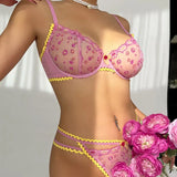 Sexy Ultra-Thin Transparent Flower Embroidered Lace Bra Large Bust Minimizer Anti-Sagging French Bikini Beach Holiday Style BXZL