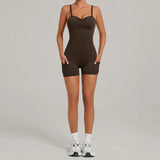 Womens Two Way Wear Bodysuit Sleeveless Yoga Stretch One Piece Romper Sexy Fitness Side Pockets Sportwears Bodysuit