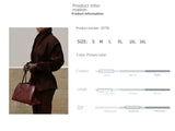 Phantasy Fashion Vintage Belt-Down Jacket Autumn Winter V-Neck Commuter Brown Suit Casual Style High-End Women's Clothing 2025