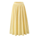 Summer Women White Cotton Dress Set 2025 Top+skirt 2 Pcs Outfit Ruffles Button Slim Top A-line Maxi Skirt Beach Casual Dress