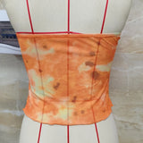 Summer Tank Tops for Women Sleeveless Tie-dye Print Cropped Street Vest Fashion Ruffle Tube Tops