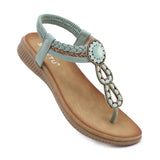 2026 New Shoes for Women Bohemia Crystal Sandals Women Shoes Rhinestone Lady Flip Flops Pearl Slip on Flat Beach Shoes
