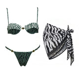 Floral 3Pcs Bikinis Sexy Women Swimsuits Female Push Up Swimwear Micro Bikini Set Bathingsuit Swim Suit Beachwear Print Biquini