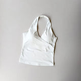 Sexy V-neck Cross Halter Neck Yoga Vest Sleeveless Sports Bra with Chest Pad Naked Sense Fitness Top with Beauty Back Design for