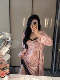 Ice Silk Sexy Pajamas Women's Spring and Autumn Suspender Lace Nightgown Robe High-end Home Clothes
