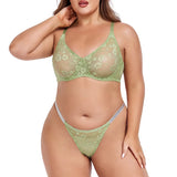 Sexy Floral Lace Womens Lingerie Set Breathable Erotic Bra And Briefs Sets Panties Thong Plus Size Underwear B C D E F Cup