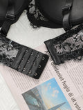 Women's Sexy Oversized Lingerie With Half Cup Pull Up And Anti Sagging Black Lace Design Suitable For Plump Women 90D-110D B2439
