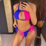 8 Colors Diamond Rhinestones Splicing Bikini Women Swimwear Female Swimsuit Two-Pieces Bikini Set Bather Bathing Suit Swim V5132