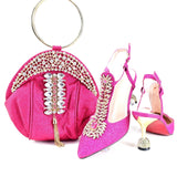 Doershow beautiful Italian Shoes And Bag Sets For Evening Party With Stones Italian Leather Handbags Match Bags! HRT1-33