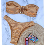 New Sexy Bandeau Strapless Bikini Female Swimsuit Women Swimwear Two-pieces Bikini set Padded Bather Bathing Suit Swim V4647D