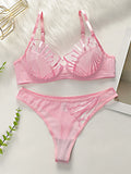 Beautiful Women's Pink and Black brassiere Lace Sexy Lingerie Set Pull Up Bra 2024 New fashionable Women's Clothing