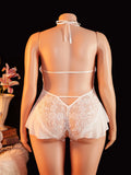 Adult Sexy Lace Teddy Bodysuit For Women Deep V Neck Open Back Halter Design Romantic Hot Women's Lingerie Babydoll Sleepwear