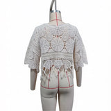 Half Sleeve Hollow Out Solid Crochet Knitted Tunic Beach Cover Up Cover-ups Beach Dress Beach Wear Beachwear Female Women V8401