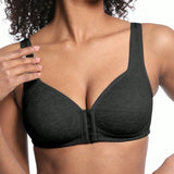 Women's Bra Wire-Free Front Closure Solid Color Full Coverage Fixed Cups More Considerate for Middle-Aged And Elderly Individual