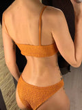 Sexy Wrinkled Butterfly Printed Bikini Female Swimsuit Women Swimwear Two-Pieces Bikini Set Bather Bathing Suit Swim Lady V713