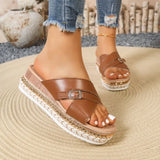 Women Slippers Summer New Open-Toe Sandals Buckle Thick-Soled Shoes Lightweight Platform Slippers