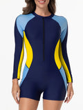 2026 Zipper Slim Swimsuit Women Long Sleeves One Piece Swimwear Female Bather Bathing Swimming Swim Surf Suit Beachwear