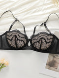 High Quality New Sexy Underwear For Women's Lace Transparent Hollow 3/4 Bra Gathering Steel Ring Push Up Underwear Set HR2634