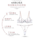 Elegant French Lingerie Set Sexy Embroidery Ultra Thin Bra Thong, Large Bust Minimizer Plus Size Anti Sagging Comfort MOYISU Bra