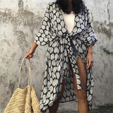 7 Colors Leaves Printed With Belt Half Sleeve Tunic Beach Cover Up Cover-ups Beach Dress Beach Wear Beachwear Female Women V4511