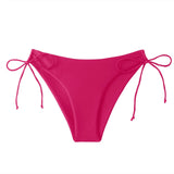 Women Summer Side Drawstring Bikini Bottom Low Waist Triangle Cut Swimwear Solid Color Swimming Trunk Bandage Basic Bikini Tanga