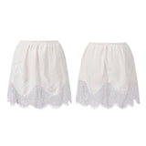 Summer Women's Satin Short Skirts Elastic Waist Lace Patchwork Skirts Half Slip Skirts Fashion