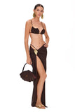 2025 New Sexy Tube Top Bikini set and Skirt Swimwear Women Metal Decoration Bodysuit Lace-up Bathing Suit Beachwear Biquini
