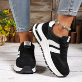 Fashion Stripe Thick Bottom Sneakers Women 2026 Autumn Platform Lace Up Sport Shoes Woman Anti Slip Thick Sole Running Shoes