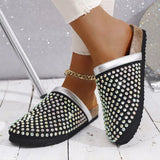 Summer Shoes for Women Slippers Luxury Rhinestone Rivets Casual Sandals Mesh Slip-on Loafers