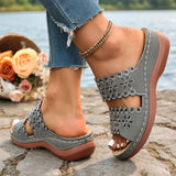 Vinatge Hollow Out Platform Sandals Women Lightweight Plus Size Wedges Sandles Woman Comfortable Thick Sole Casual Sandalias 43
