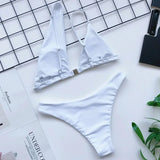 2026 Asymmetric One Shoulder Bikini Women Swimsuit Female Swimwear Two Pieces Bikini Set Hollow Out Bathing Suit Swim Beach Wear