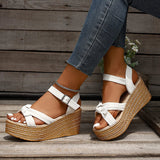 Summer Chunky Platform Sandals Women Plus Size 43 Ankle Buckle Wedge Heels Sandals Woman Thick Bottom Gladiator Sandalias Mujer