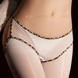 Leopard Print Panties With Integrated Stockings Sexy Hollow Lace Pantyhose With Bow And Bell Black Silk Smooth Pure Desire 6Z3F