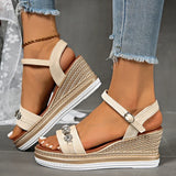 Crystal Decor Women's Wedges Sandals 2026 Summer Ankle Buckle Platform Gladiator Shoes Woman Comfort Casual High Heels Sandals