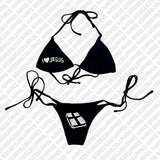 Punk Gothic Fashion Women Swimwear 2000s Emo Girls Y2k Style Letter Print Bikini Set Sexy Thong Swimsuit Two Pieces Bathing Suit