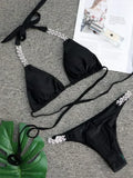 Halter Wrap Around Bikinis Diamond Bikini Women Swimsuit Female Swimwear Two Pieces Bikini Set Brazilian Bathing Suit Swim Lady