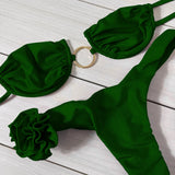 Sexy 3D Flower Bikini Swimsuit Brazilan Bikini Set Swimwear for Women High Leg Push Up Two Piece Bathing Suits Summer Female