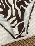 S - XL Leopard Printed Halter One Piece Swimsuit Cut Out Monokini Padded Bather Bathing Suit Swim Women Swimwear Female K8109